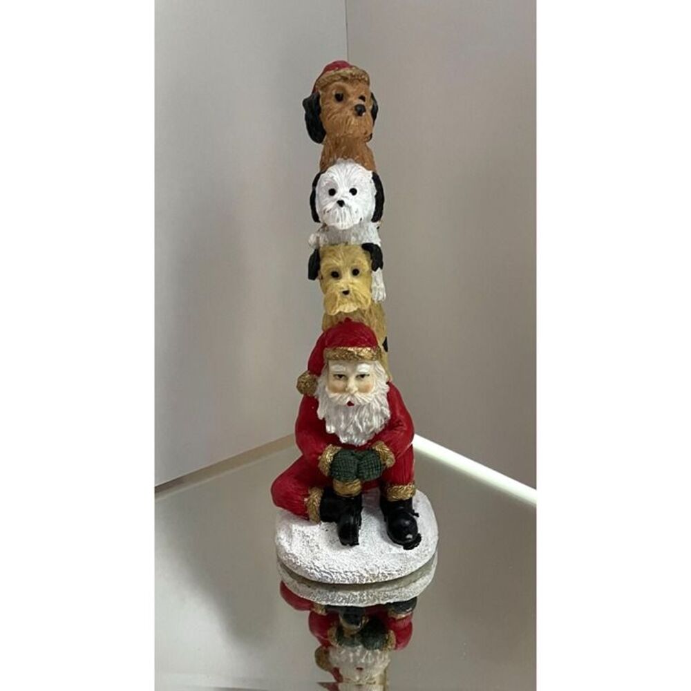 Vintage Unique Christmas Santa & Puppy figurine